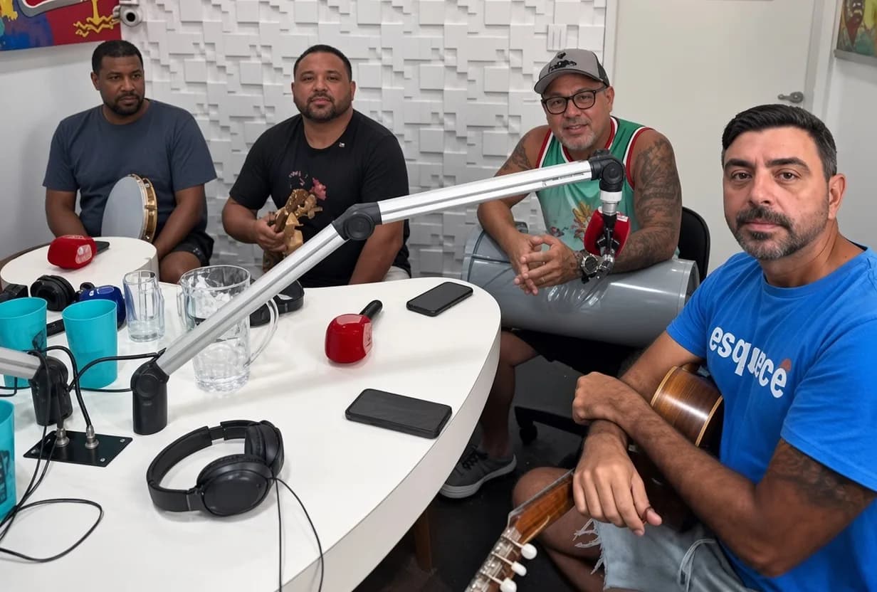 No animado estudio da rádio